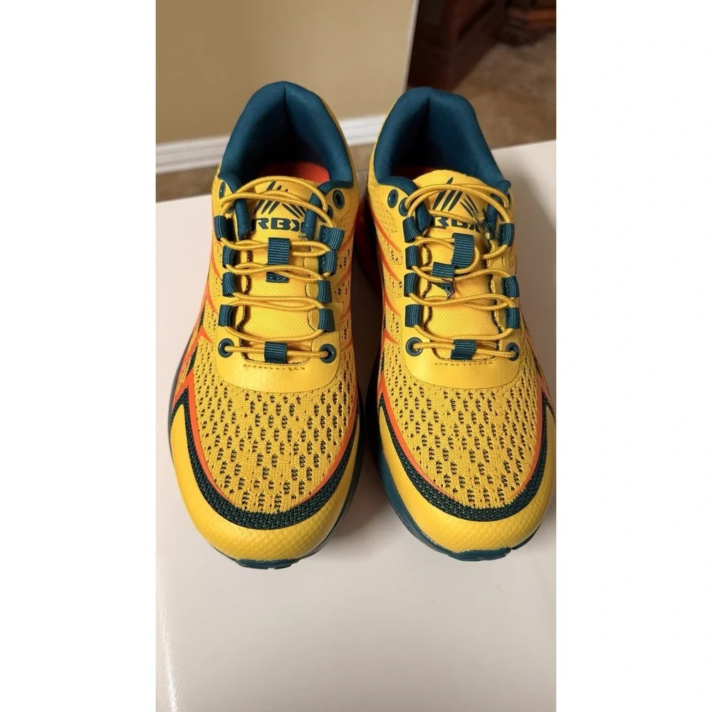 RBX Active Men's Running Shoes US 7 Yellow Orange Teal Athletic Sneakers Mesh